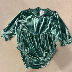Carter’s Green Velvet Bodysuit Size 6M Baby Girl